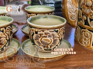 Bộ tích khắc nổi hoa phù dung (1,5l)