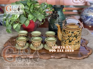 Bộ tích khắc nổi hoa phù dung (1,5l)