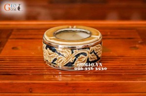 Bộ tích Khắc Nổi Hoa Phù Dung Bọc Đồng Đầy Đủ Phụ Kiện