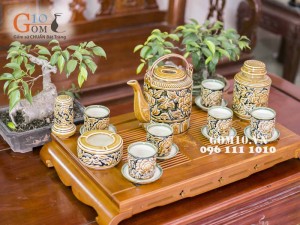 Bộ tích khắc nổi hoa phù dung, đầy đủ phụ kiện (1,5l)