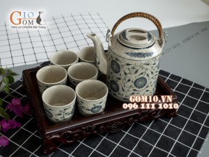 Bộ tích men cổ vẽ hoa dây, 1.5L