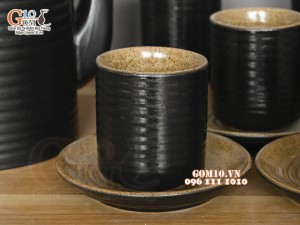 Bộ tích men gốm vàng quai đồng 1,25L