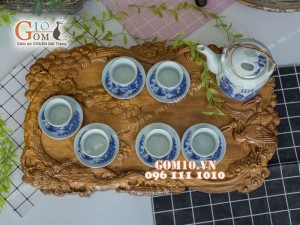 Bộ tích men lam vẽ trúc lâm thất hiền chỉ vàng kim 1,5 Lít