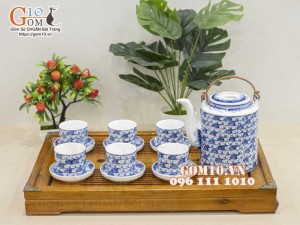 Bộ tích men trắng vẽ Cá đàn, 1,25 Lít