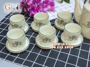 Bộ tích sen xanh men kem 1,25L