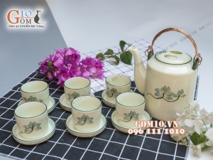 Bộ tích sen xanh men kem 1,25L