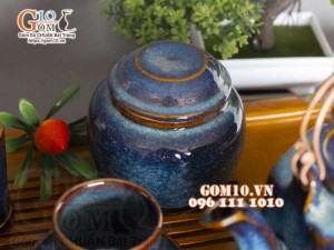 Bộ tích trà men hỏa biến xanh đá đầy đủ phụ kiện, dung tích 400ml