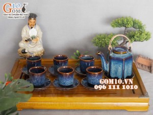 Bộ tích trà men hỏa biến xanh đá, dung tích 400ml