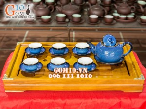 Bộ trà dáng tống hỏa biến thiên thanh CỐT GỐM