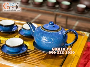 Bộ trà dáng tống hỏa biến thiên thanh CỐT GỐM