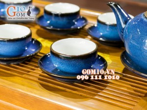 Bộ trà dáng tống hỏa biến thiên thanh CỐT GỐM