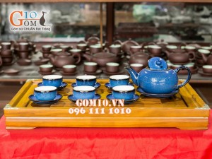 Bộ trà dáng tống hỏa biến thiên thanh CỐT GỐM