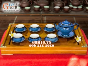 Bộ trà đèn thần hỏa biến thiên thanh CỐT GỐM