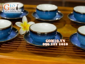 Bộ trà đèn thần hỏa biến thiên thanh CỐT GỐM