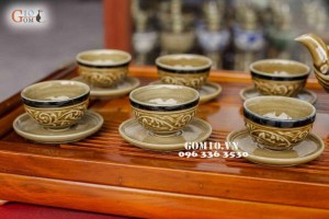Bộ trà khác nổi vẽ sen Cao 10cm
