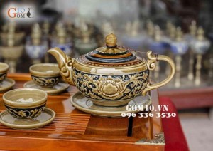 Bộ trà khác nổi vẽ sen Cao 10cm