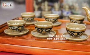 Bộ trà khác nổi vẽ sen Cao 10cm