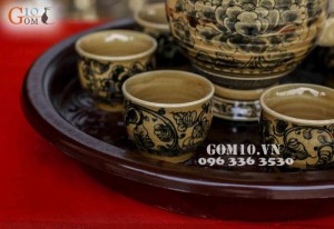 Bộ trà men cổ vẽ phù dung