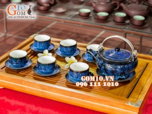 Bộ trà miệng rộng hỏa biến thanh điểu CỐT GỐM