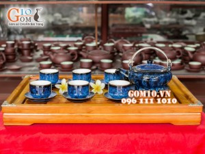 Bộ trà miệng rộng hỏa biến thanh điểu CỐT GỐM