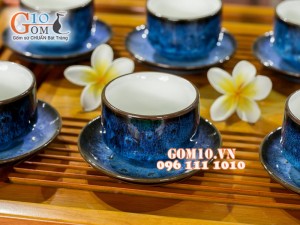 Bộ trà miệng rộng hỏa biến thanh điểu CỐT GỐM