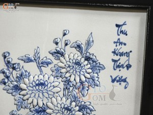 Bộ tranh sứ đắp nổi Cổ Đồ Phú Quý kích thước 98x48cm