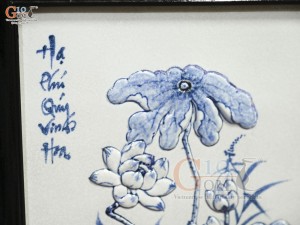 Bộ tranh sứ đắp nổi Cổ Đồ Phú Quý kích thước 98x48cm