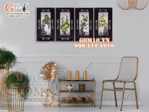 Bộ tranh sứ khắc nổi Tứ Quý ( hàng kĩ ) 52x28cm