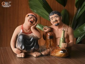 Bộ tượng Chí Phèo -Thị Nở, cao 37cm