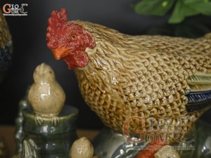 Bộ tượng gốm tiểu cảnh đàn gà, cao 40cm
