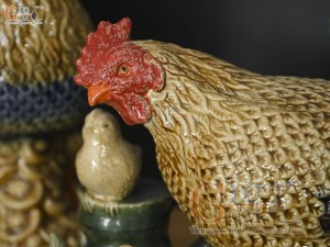 Bộ tượng gốm tiểu cảnh đàn gà, cao 40cm