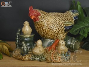Bộ tượng gốm tiểu cảnh đàn gà, cao 40cm