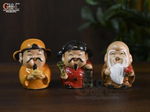 Bộ tượng gốm tiểu tam đa Phúc Lộc Thọ, cao 7,5cm (Màu ngẫu nhiên)