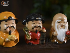 Bộ tượng gốm tiểu tam đa Phúc Lộc Thọ, cao 7,5cm (Màu ngẫu nhiên)