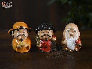Bộ tượng gốm tiểu tam đa Phúc Lộc Thọ, cao 7,5cm (Màu ngẫu nhiên)