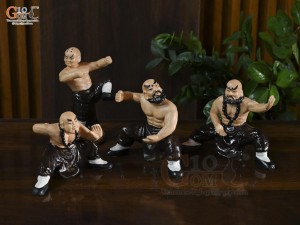 Bộ 4 tượng gốm Võ Sư luyện võ màu nâu