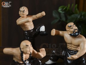 Bộ 4 tượng gốm Võ Sư luyện võ màu nâu