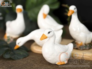 Bộ tượng sứ đàn vịt trắng, cao 13cm