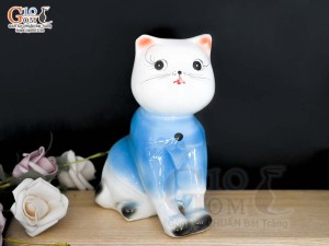 Bộ tượng Mèo sứ tiết kiệm, cao 17cm