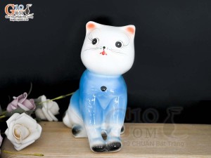 Bộ tượng Mèo sứ tiết kiệm, cao 17cm