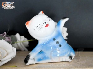 Bộ tượng Mèo sứ tiết kiệm, cao 17cm