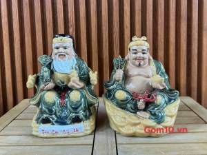 Bộ tượng Tài địa men xanh tấn tài tấn lộc, cao 22cm