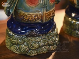 Bộ tượng tam Đa men màu Phúc Lộc Thọ, cao 48cm
