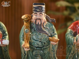Bộ tượng tam Đa men màu Phúc Lộc Thọ, cao 48cm