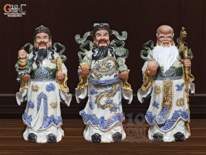 Bộ tượng Tam Đa Phúc - Lộc - Thọ Men Rạn Cổ, cao  63cm