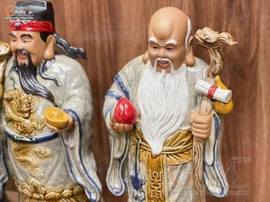 Bộ tượng Tam Đa Phúc - Lộc - Thọ Men Rạn Cổ, cao 42cm