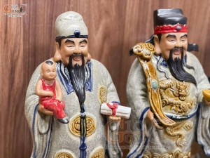 Bộ tượng Tam Đa Phúc - Lộc - Thọ Men Rạn Cổ, cao 42cm