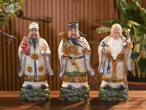 Bộ tượng Tam Đa Phúc - Lộc - Thọ Men Rạn Cổ, cao 42cm