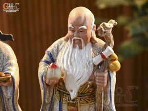 Bộ tượng Tam Đa Phúc - Lộc - Thọ Men Rạn Cổ, cao 42cm