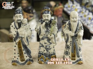 Bộ tượng tam đa Phúc Lộc Thọ cổ xưa, cao 35cm